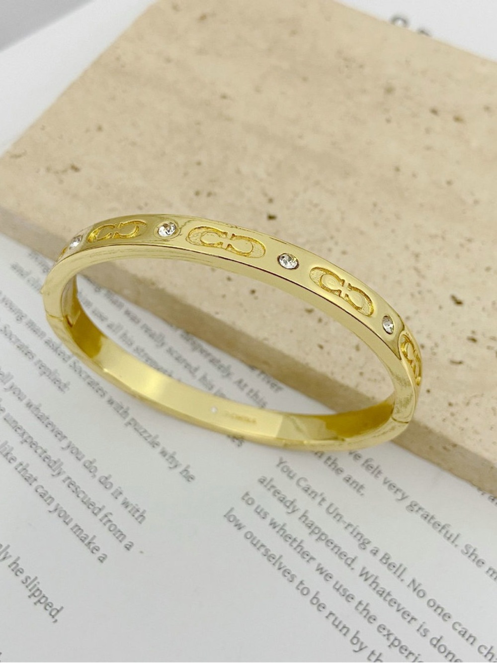 Coach Gold-Tone Logo Bangle with Crystal Accents - Picture 5 of 6